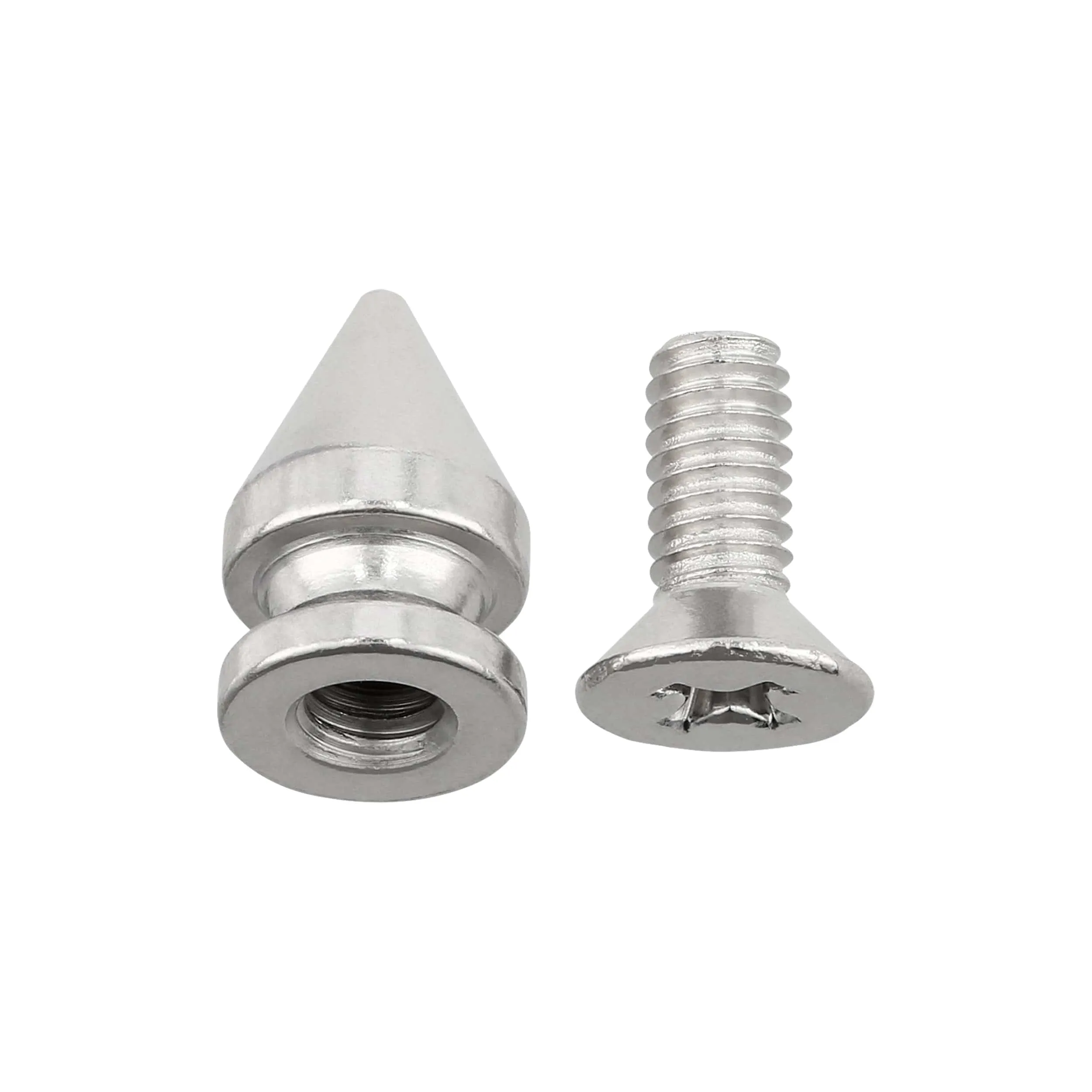 12mm Nickel, Spike Stud with Screw, Solid Brass - PK10, #C-1551