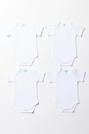4 Pack Short Sleeve Bodyvests White