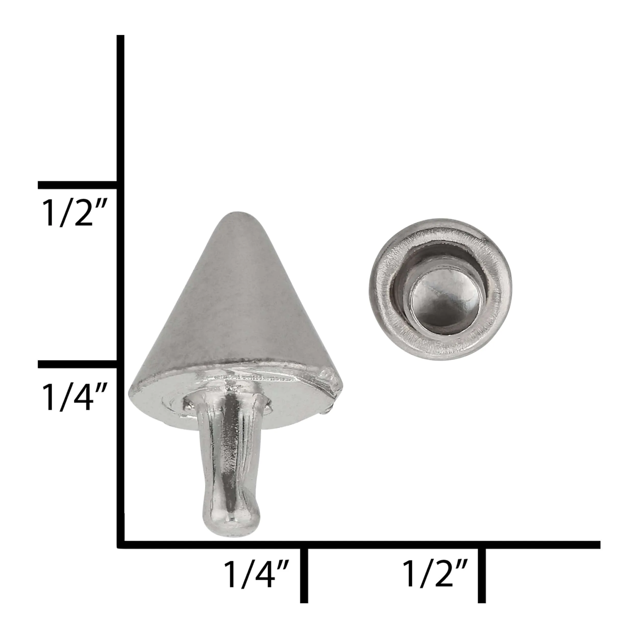 6.5mm Nickel, Spike Top Rivet Stud, Zinc Alloy - PK5, #P-2962