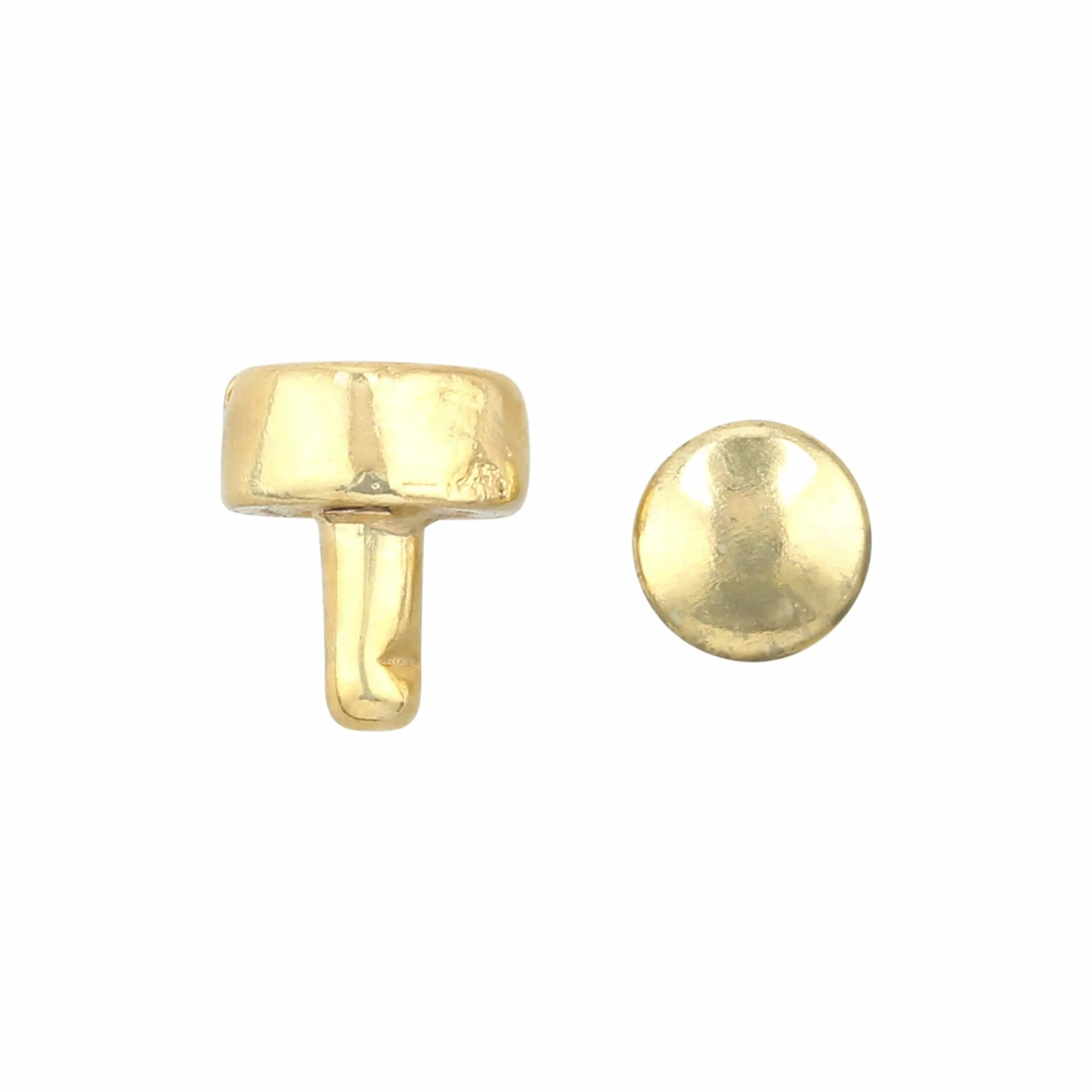 7mm Shiny Gold, Flat Screw Top Rivet Stud, Steel - PK5, #P-2850-GOLD