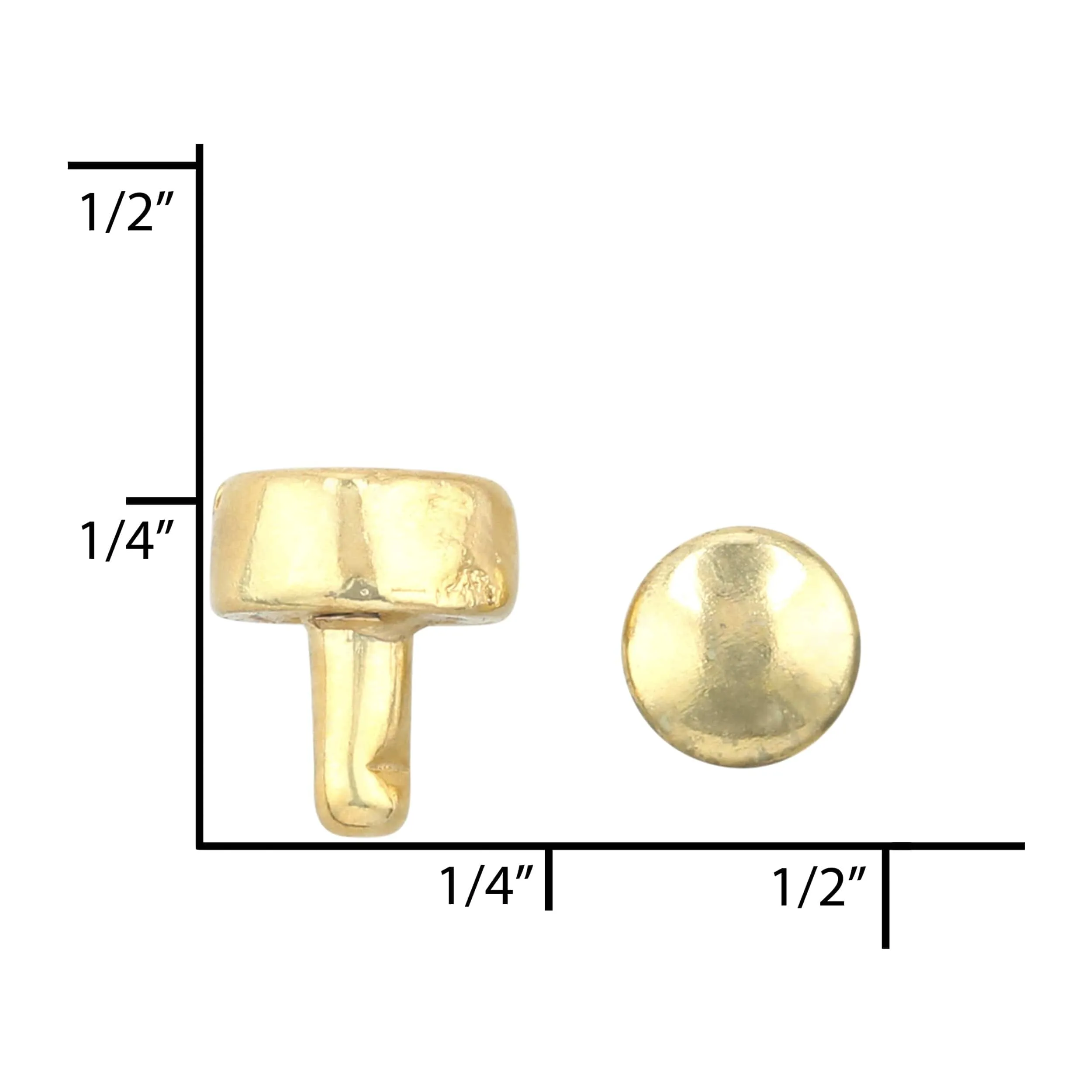 7mm Shiny Gold, Flat Screw Top Rivet Stud, Steel - PK5, #P-2850-GOLD