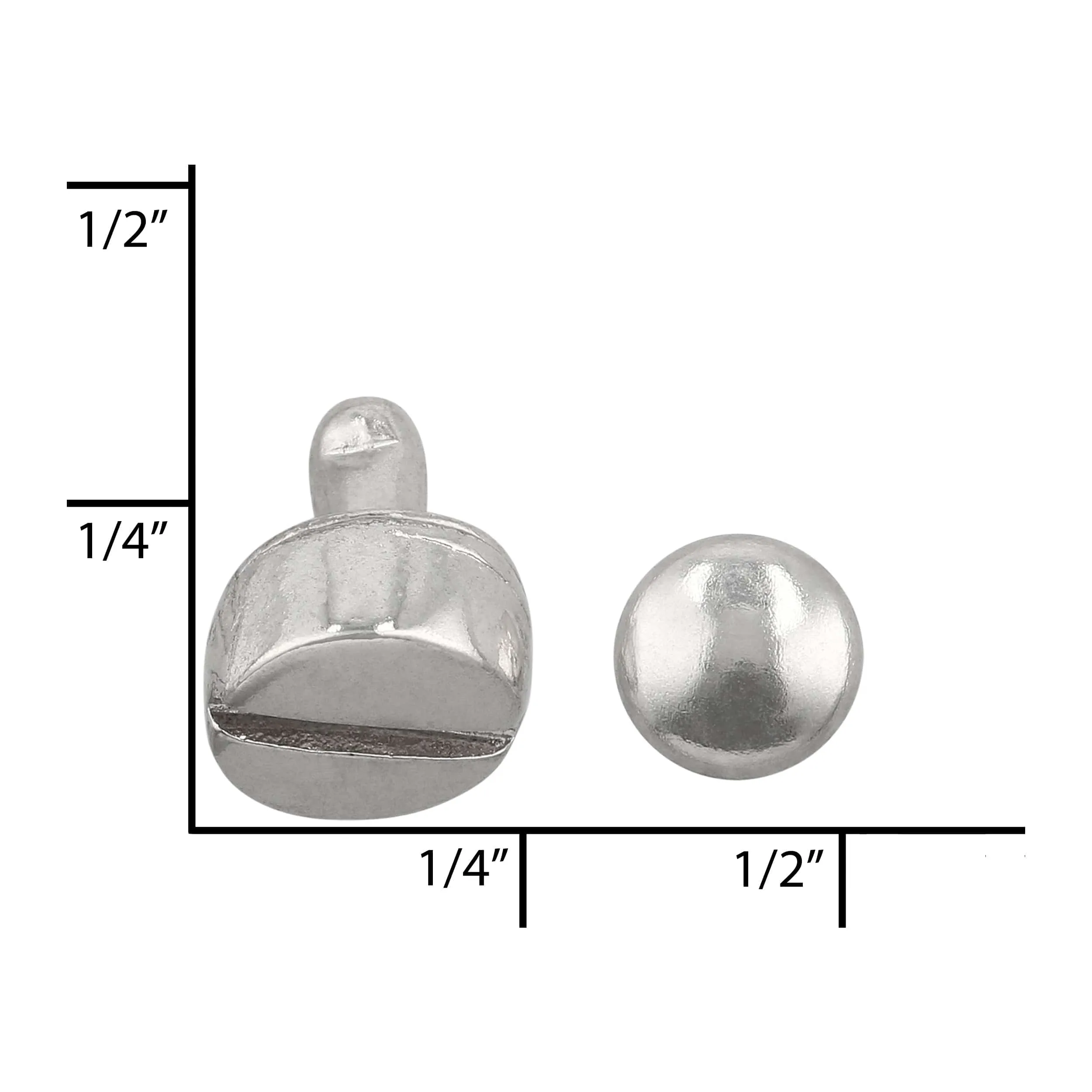 7mm Shiny Nickel, Flat Screw Top Rivet Stud, Steel - PK5, #P-2850-NIC