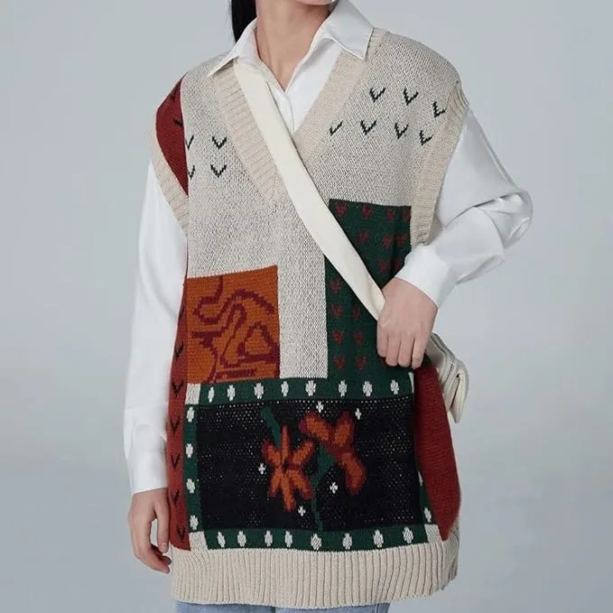 Abstract Patchwork Oversized Vest