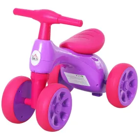 Baby Balance Bike Toddler Safe Training 4 Wheels Storage Bin Violet