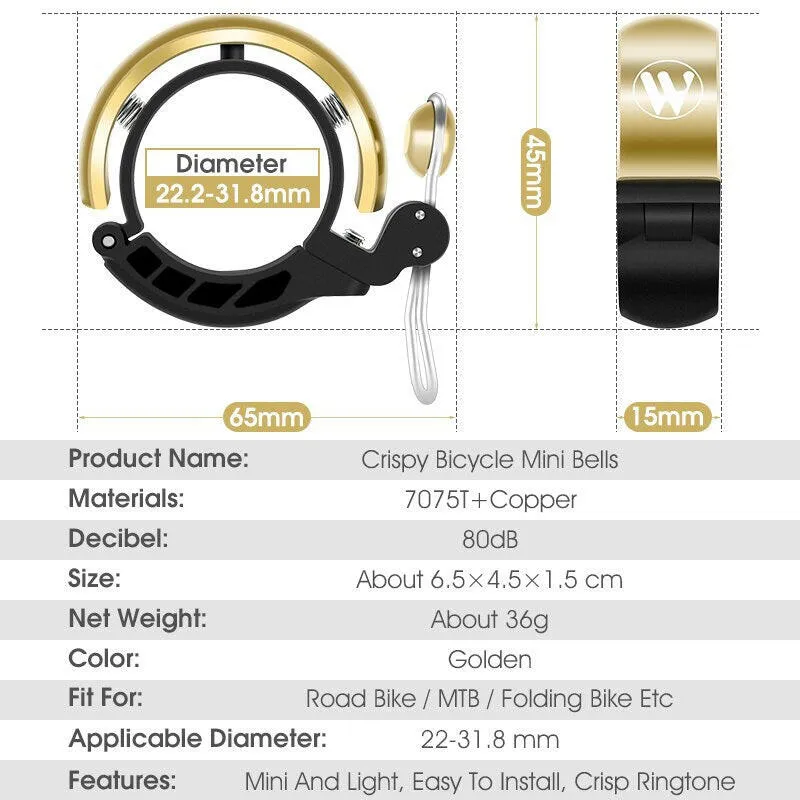 Bicycle Bell Vintage Mini Copper Safety Warning Cycling Bell Handlebar Horn Aluminum Alloy MTB Road Bike Bell