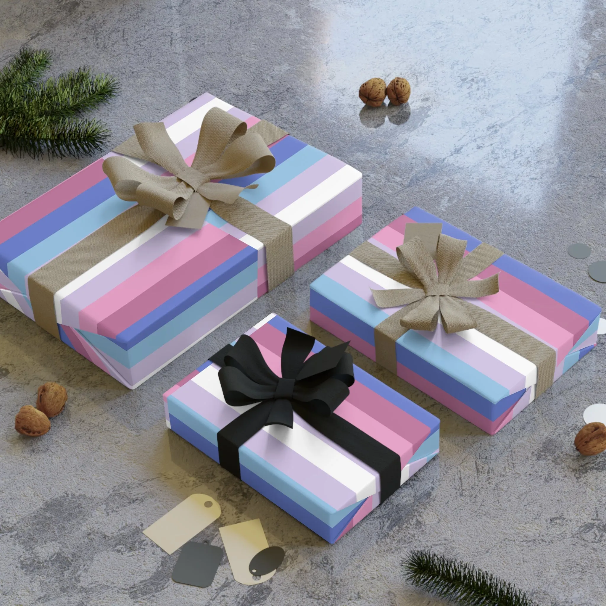 Bigender Pride Gift Wrapping Paper Roll - Perfect for Birthdays and Celebrations