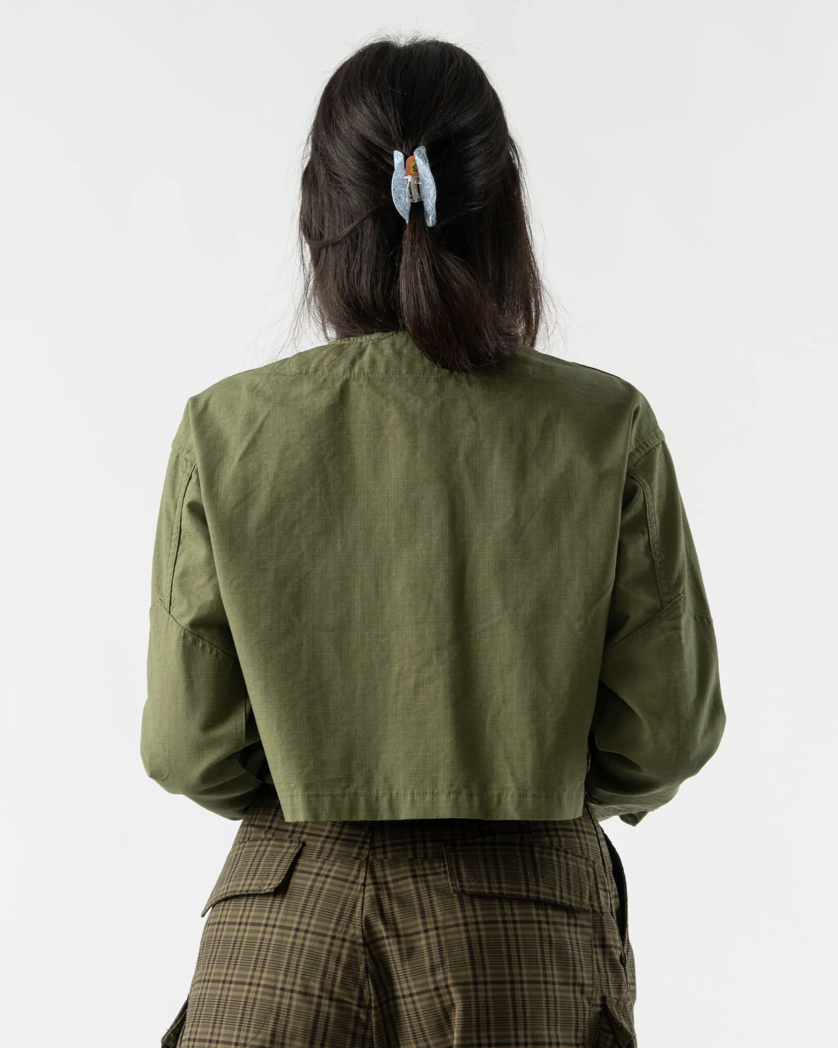 BLANK Cropped BDU Jacket in Olive Cotton Ripstop