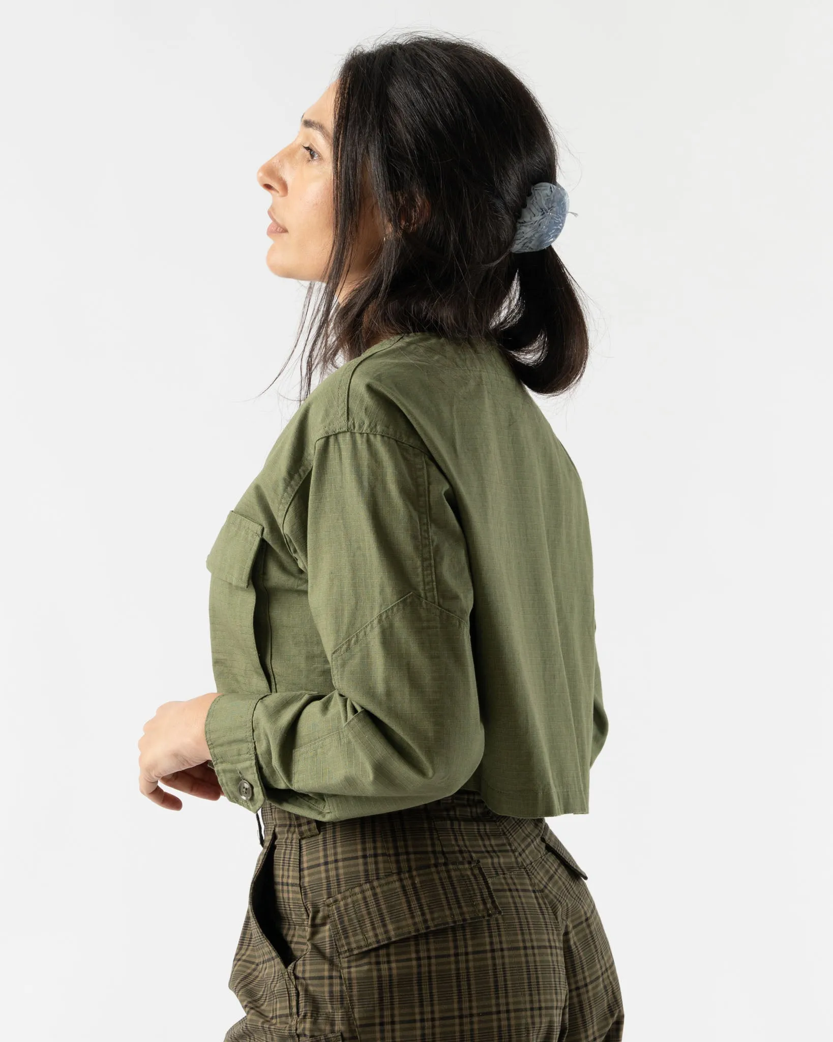 BLANK Cropped BDU Jacket in Olive Cotton Ripstop