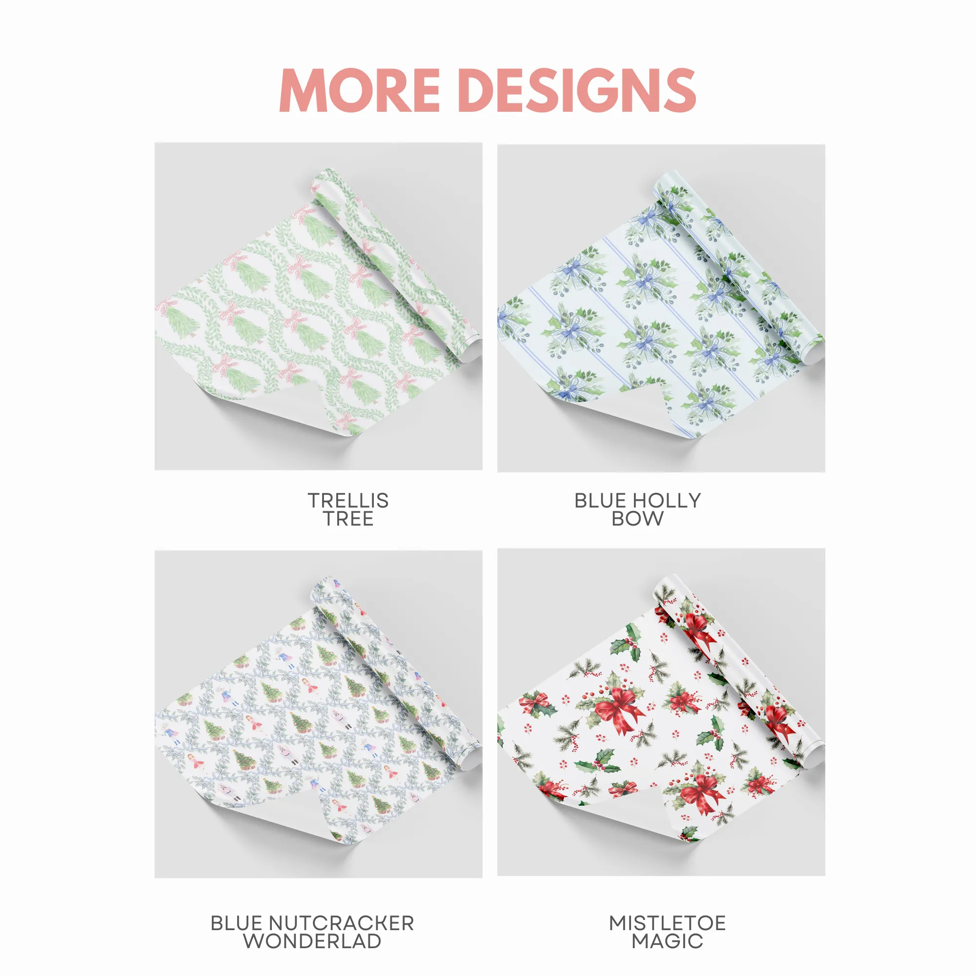 Blue Nutcracker Wonderland | Holiday Wrapping Paper Roll Christmas Gift Wrap Elegant Christmas Themed Decorative Paper for Eco-Friendly Holiday Gifting