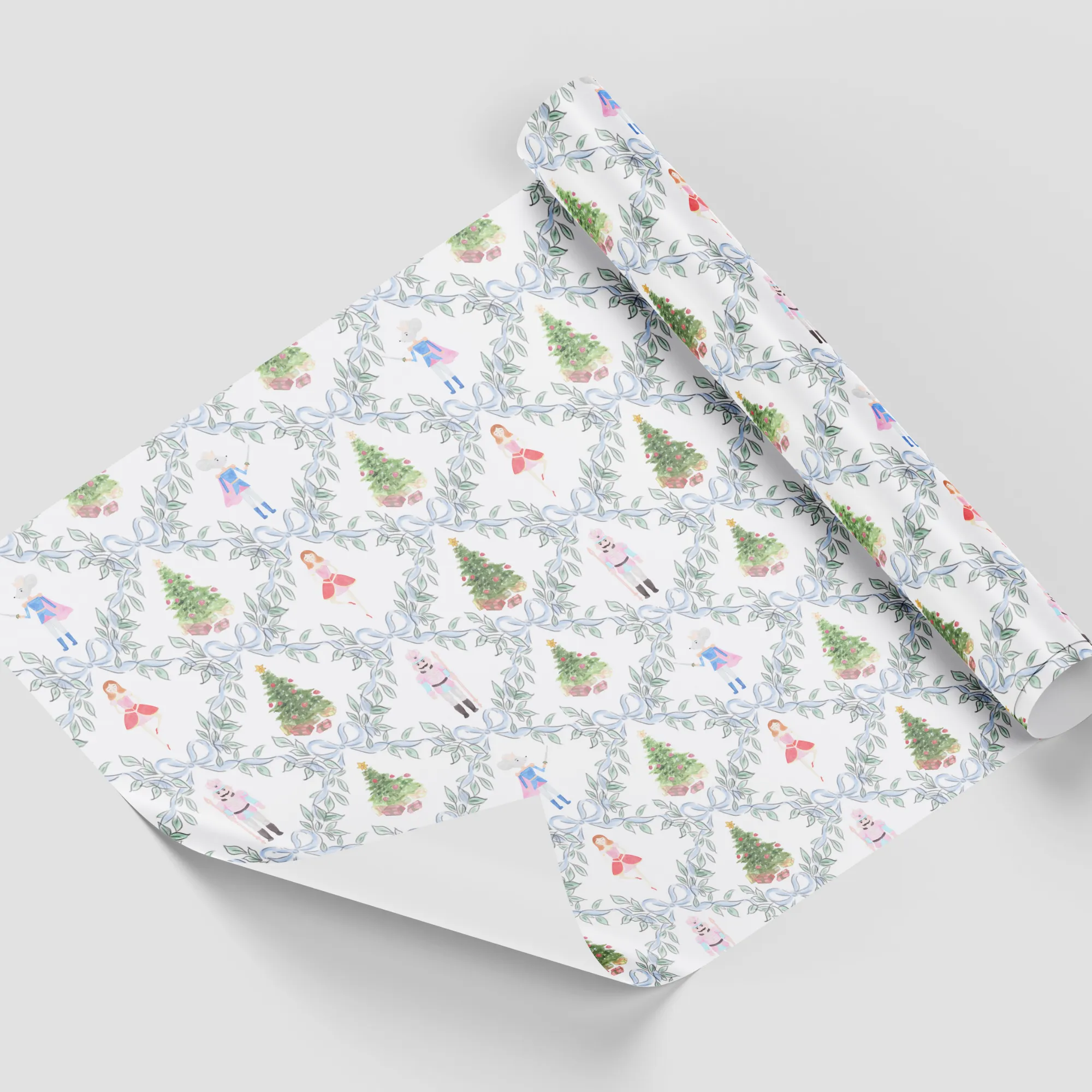 Blue Nutcracker Wonderland | Holiday Wrapping Paper Roll Christmas Gift Wrap Elegant Christmas Themed Decorative Paper for Eco-Friendly Holiday Gifting