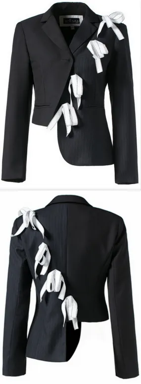 Bow-Embellished Asymmetric Jacket