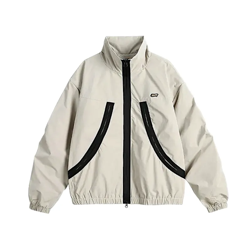Boxy fit windbreaker with oversized zippers