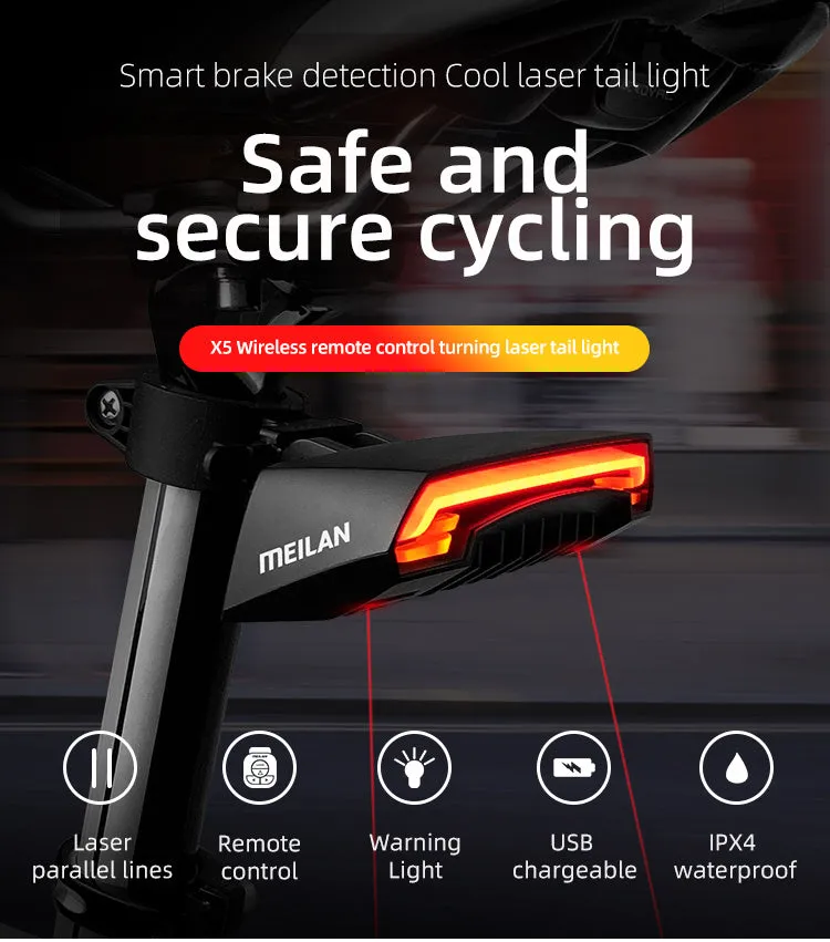 Brake light safety warning laser light bicycle tail light