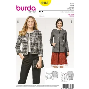 Burda Style Pattern B6465 Women's Collarless Jacket