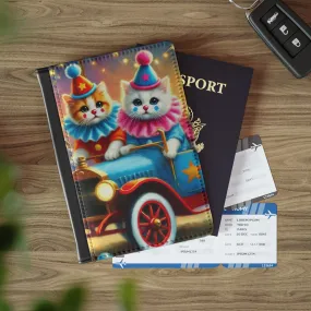 Cat Circus Clown Car - Passport Cover - Travel Wallet