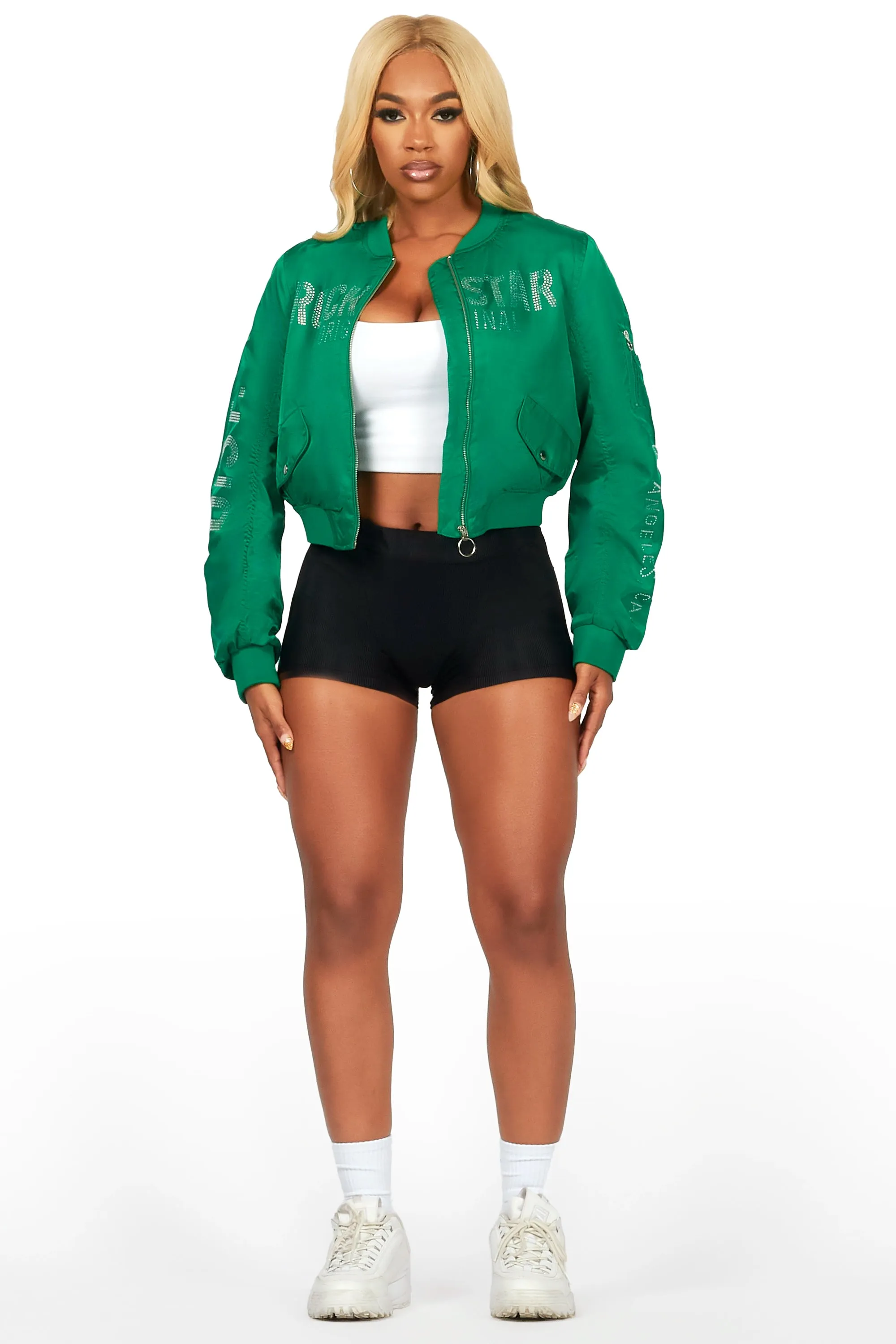 Charneisa Green Bomber Jacket