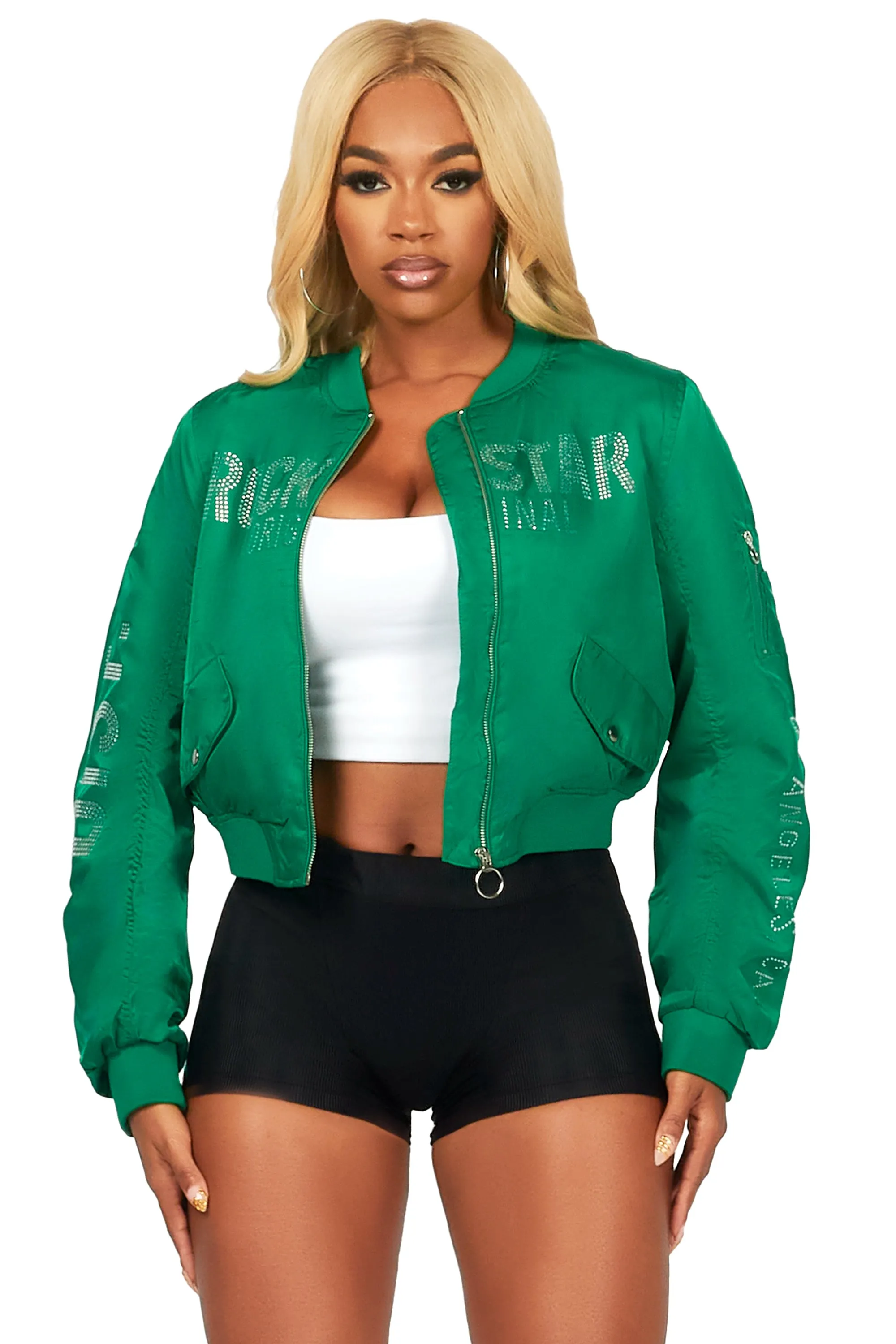 Charneisa Green Bomber Jacket