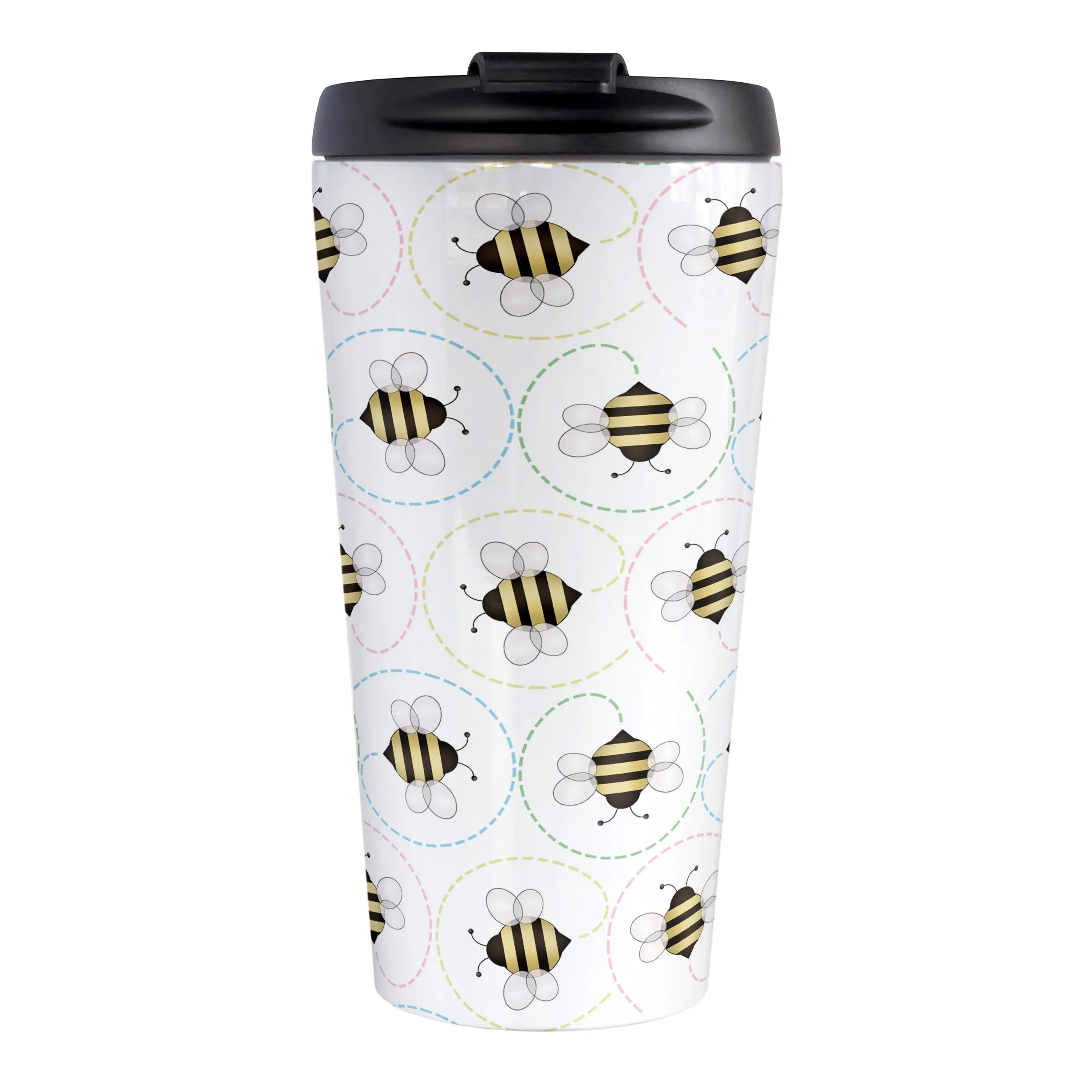 Circling Dainty Bee Pattern Travel Mug