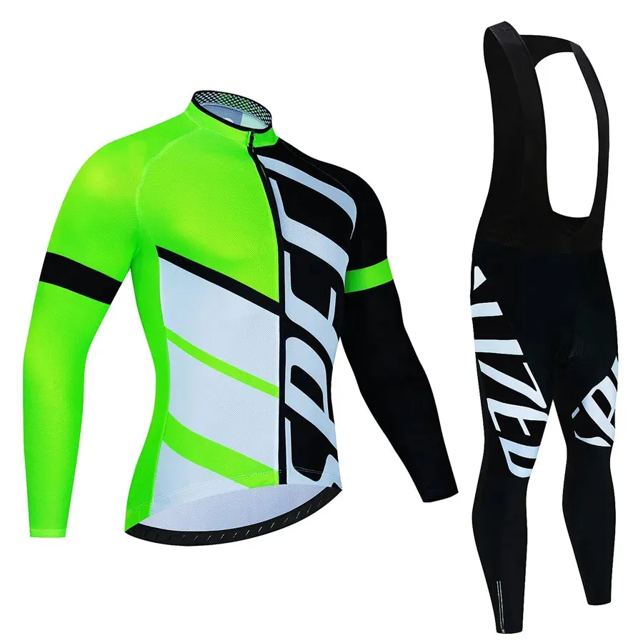 Cycling Team Men's Cycling Jersey Long Sleeve Set MTB Bike Clothing Tenue Velo Homme Bicycle Wear Trouser Cycle Uniform Kit
