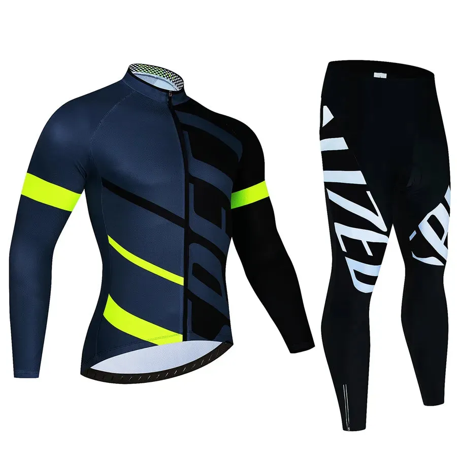 Cycling Team Men's Cycling Jersey Long Sleeve Set MTB Bike Clothing Tenue Velo Homme Bicycle Wear Trouser Cycle Uniform Kit