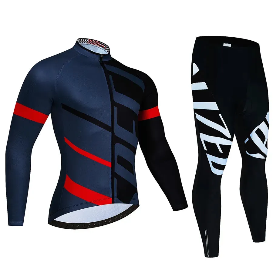 Cycling Team Men's Cycling Jersey Long Sleeve Set MTB Bike Clothing Tenue Velo Homme Bicycle Wear Trouser Cycle Uniform Kit