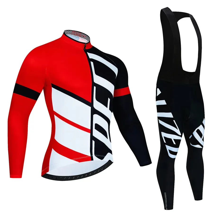Cycling Team Men's Cycling Jersey Long Sleeve Set MTB Bike Clothing Tenue Velo Homme Bicycle Wear Trouser Cycle Uniform Kit