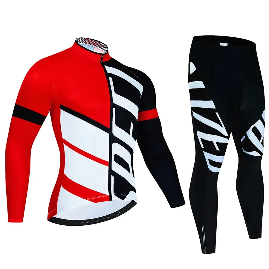 Cycling Team Men's Cycling Jersey Long Sleeve Set MTB Bike Clothing Tenue Velo Homme Bicycle Wear Trouser Cycle Uniform Kit