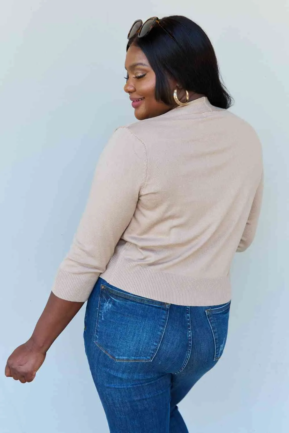 Destiny Cropped Cardigan in Khaki