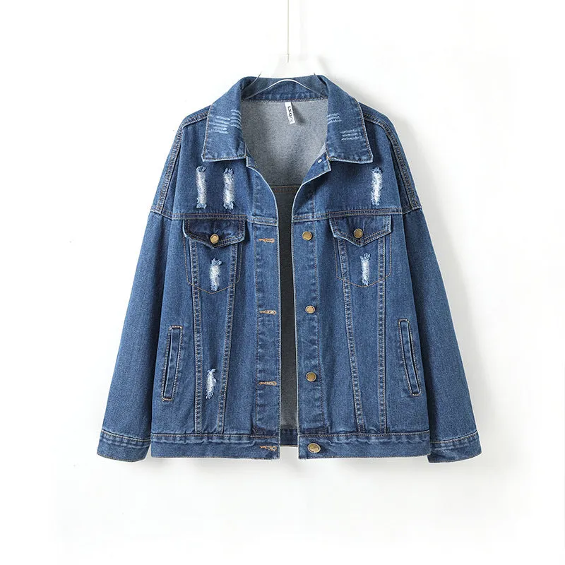 Distressed Long Sleeve Denim Jacket