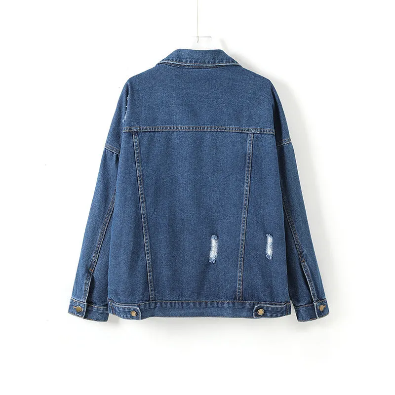 Distressed Long Sleeve Denim Jacket