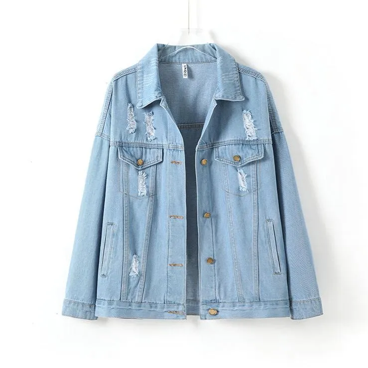 Distressed Long Sleeve Denim Jacket