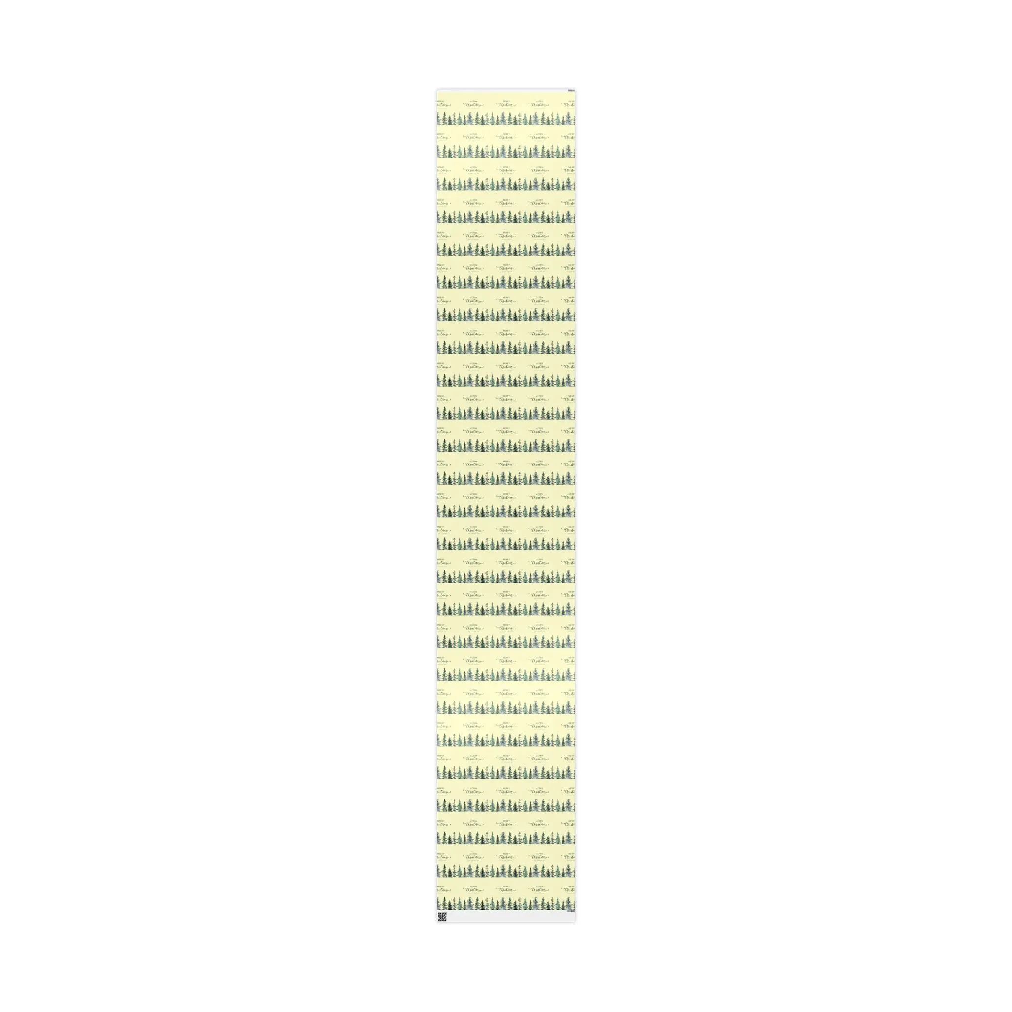 Elegant Evergreen Christmas Wrapping Paper : Minimalist Holiday Gift Wrap with Trees & Script Text, Perfect for Formal Gifting