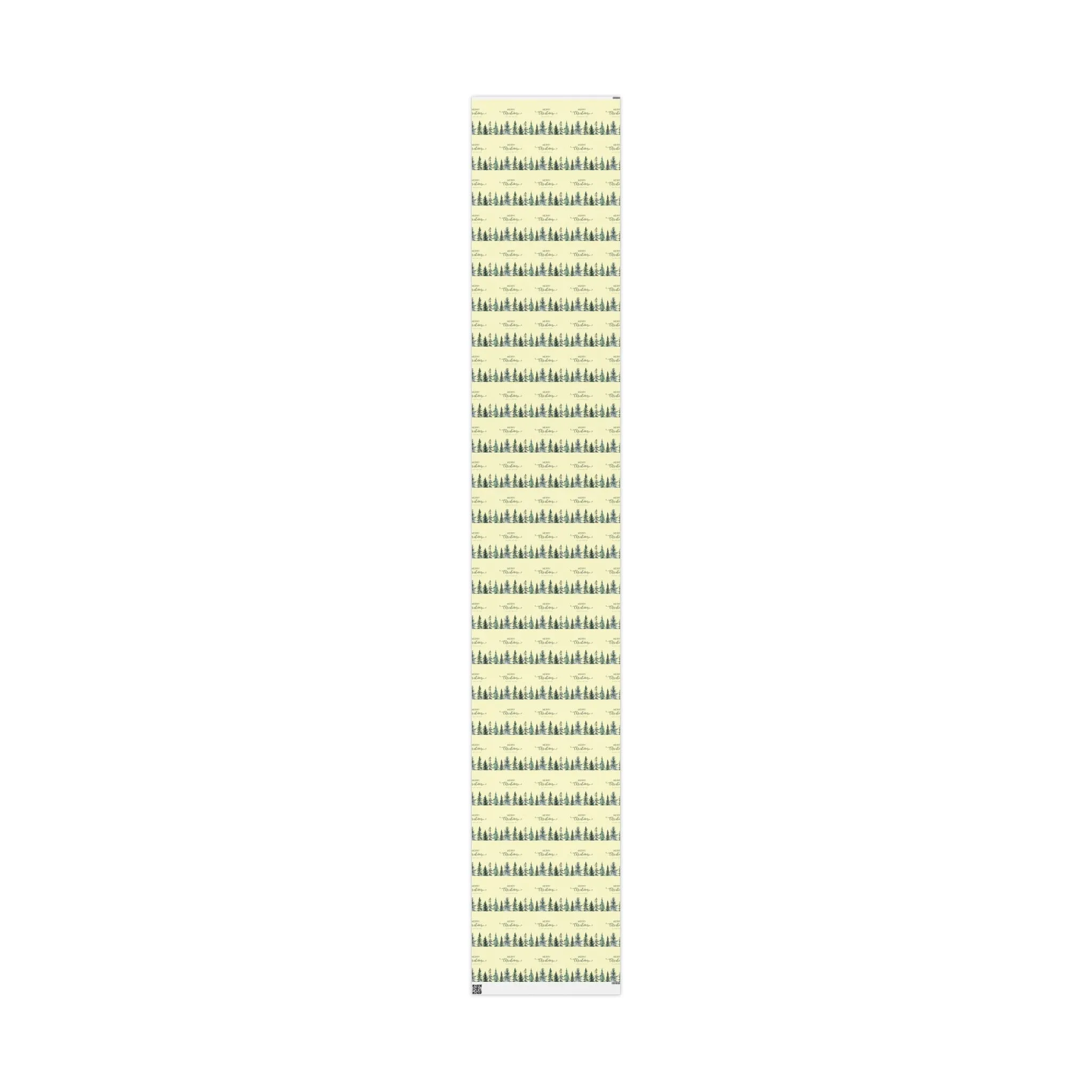 Elegant Evergreen Christmas Wrapping Paper : Minimalist Holiday Gift Wrap with Trees & Script Text, Perfect for Formal Gifting