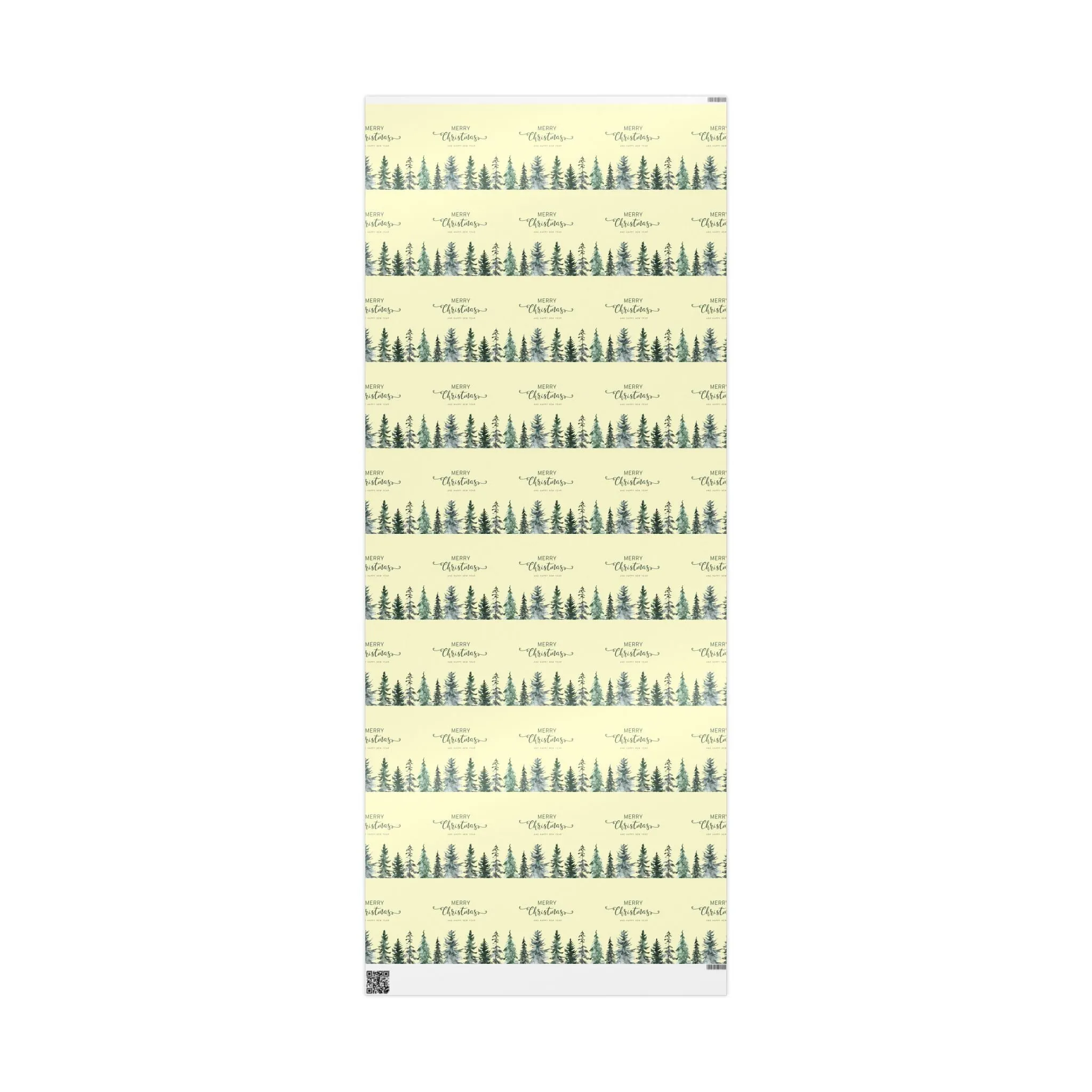 Elegant Evergreen Christmas Wrapping Paper : Minimalist Holiday Gift Wrap with Trees & Script Text, Perfect for Formal Gifting