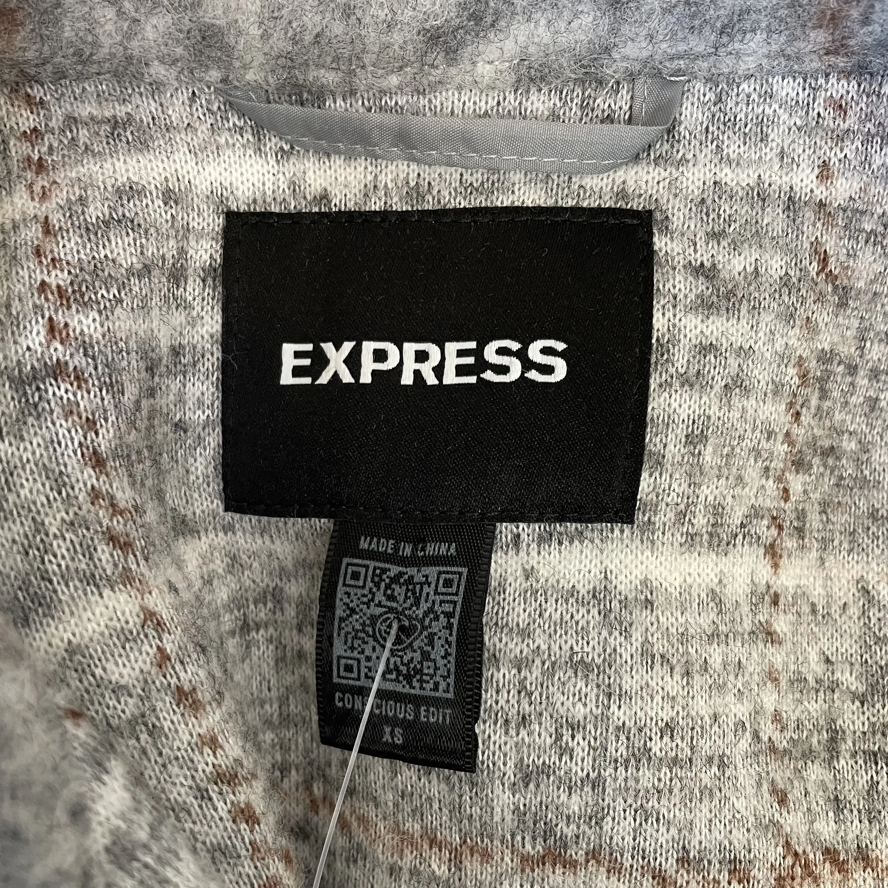 Express | Women's Gray and Brown Plaid Wool Blend Long Trench Coat | Size: XS