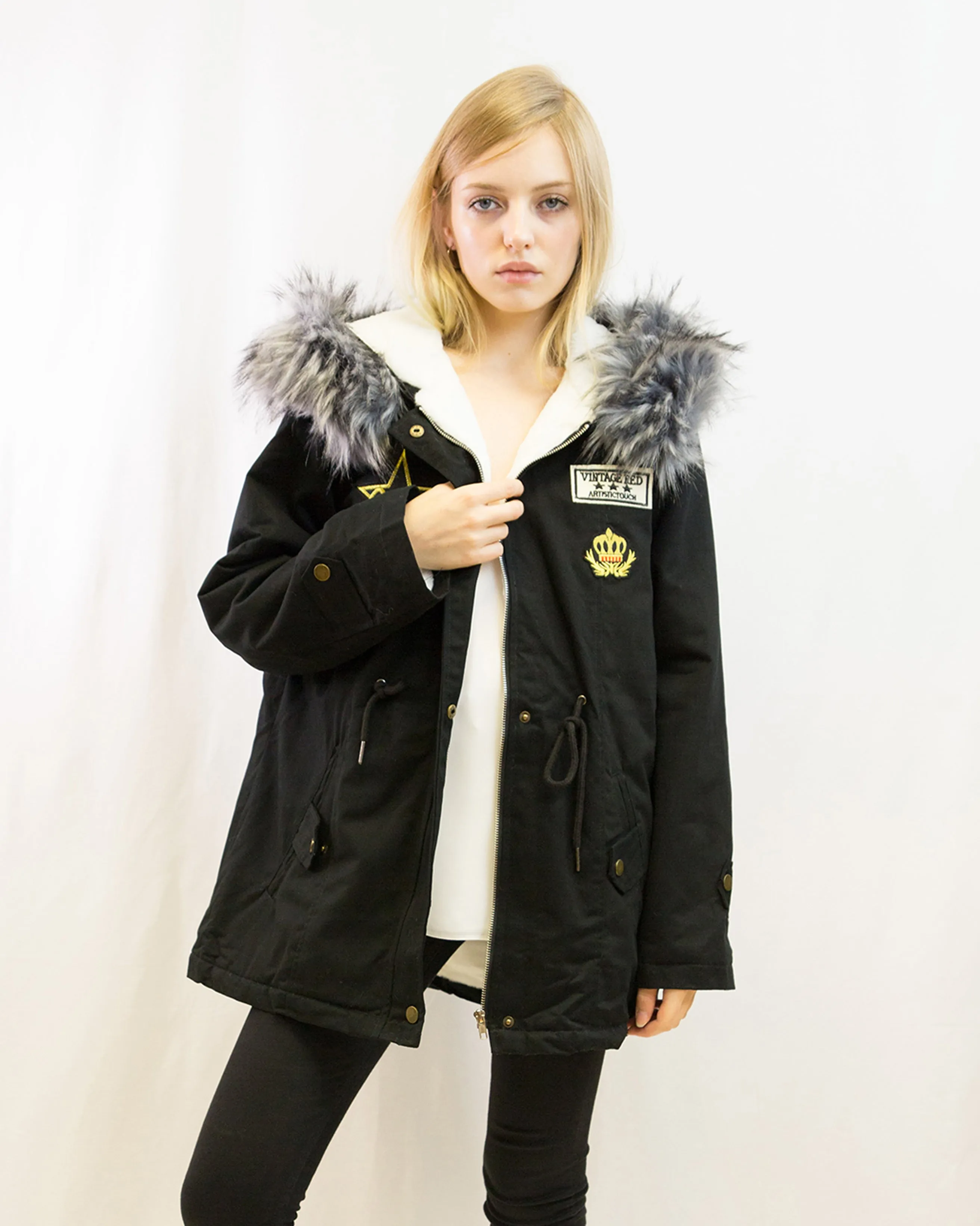 Faux Fur Hooded American style Parka jacket