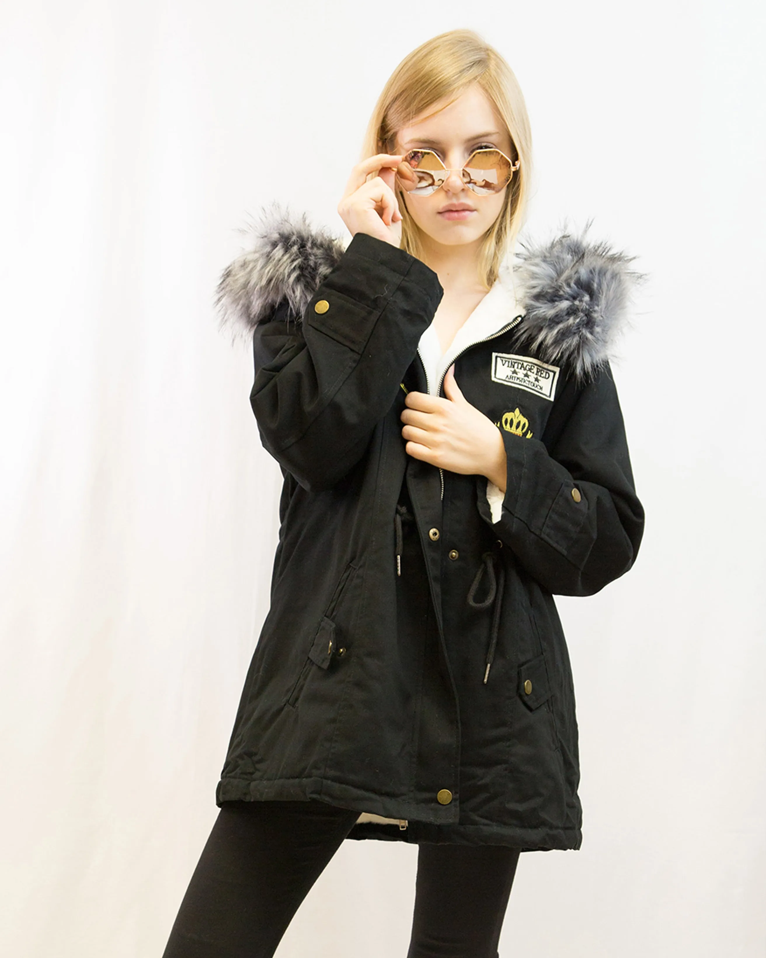 Faux Fur Hooded American style Parka jacket