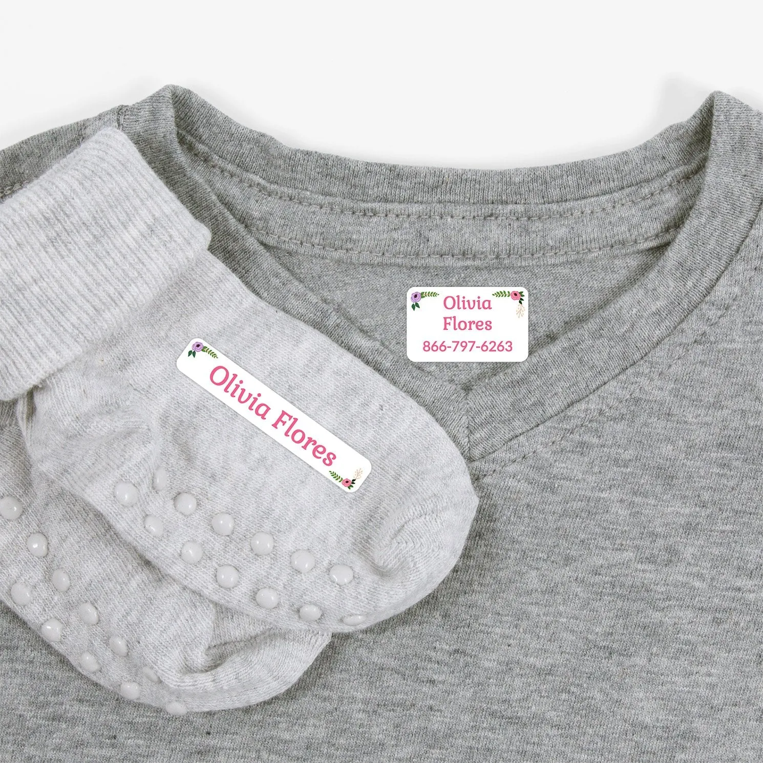 Floral Iron-On Clothing Labels Pack