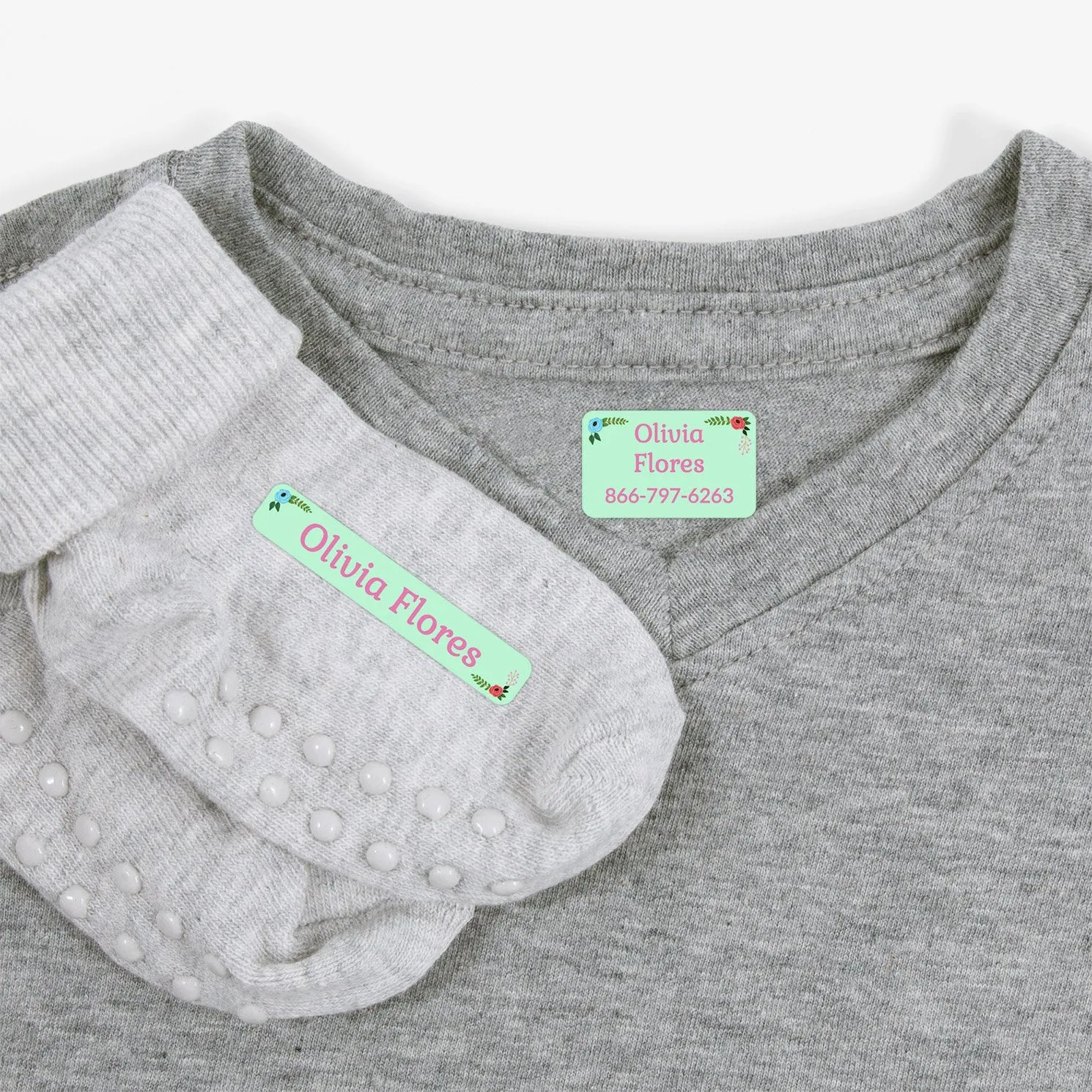 Floral Iron-On Clothing Labels Pack