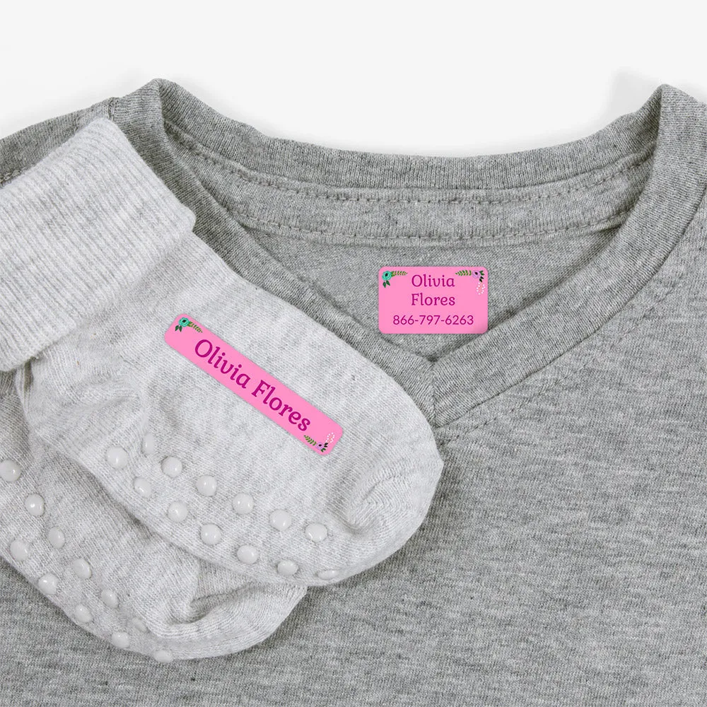 Floral Iron-On Clothing Labels Pack