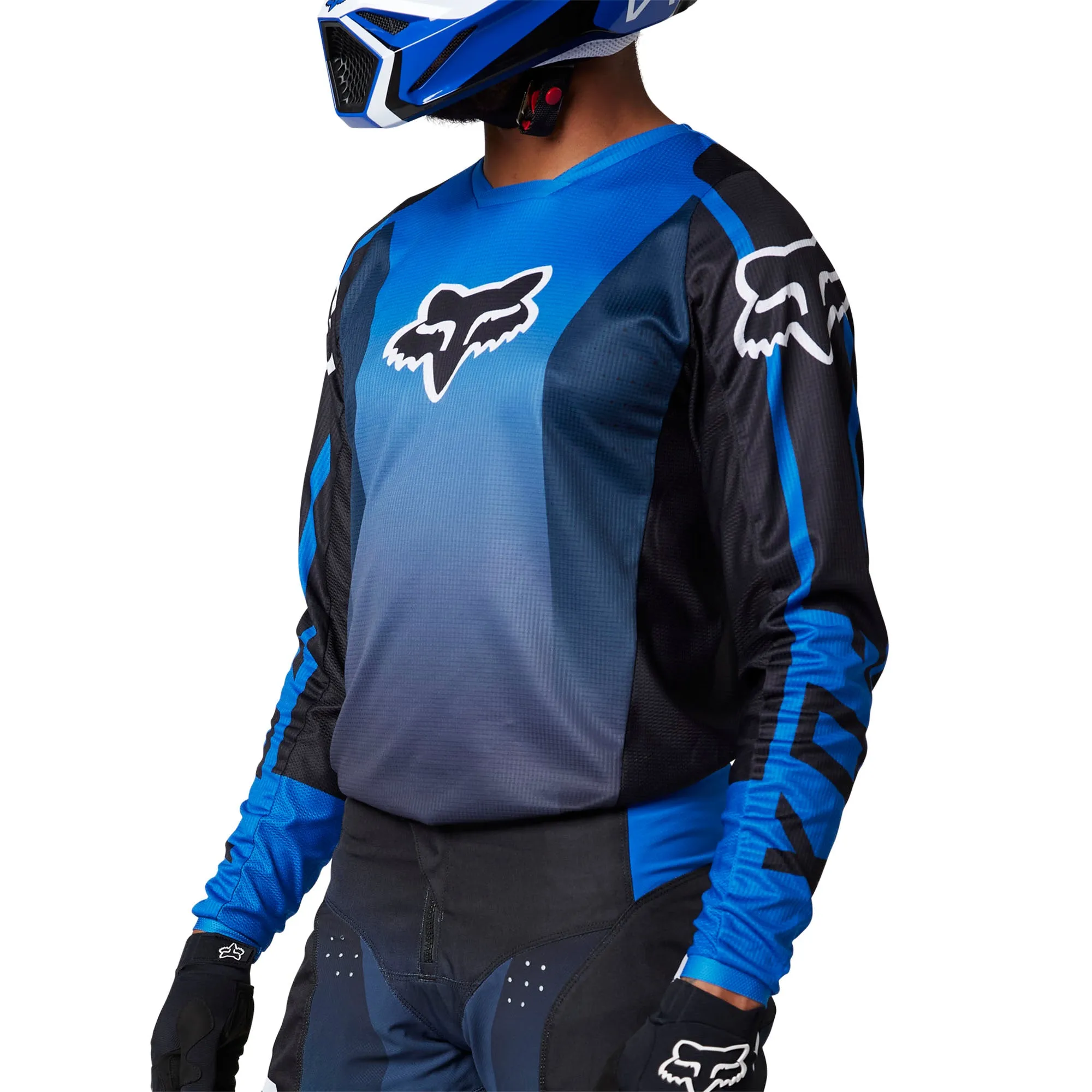 Fox Racing  Mens 180 Leed Jersey Lightweight Fit Sleeve Cuffs Soft Comfort Blue