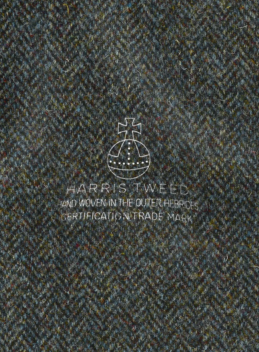 Harris Tweed Ridge Blue Herringbone Newsboy Cap