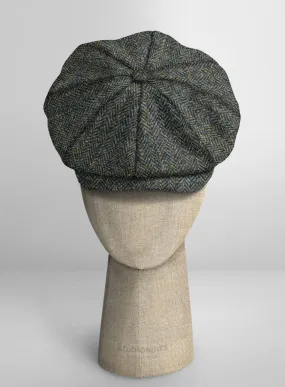 Harris Tweed Ridge Blue Herringbone Newsboy Cap