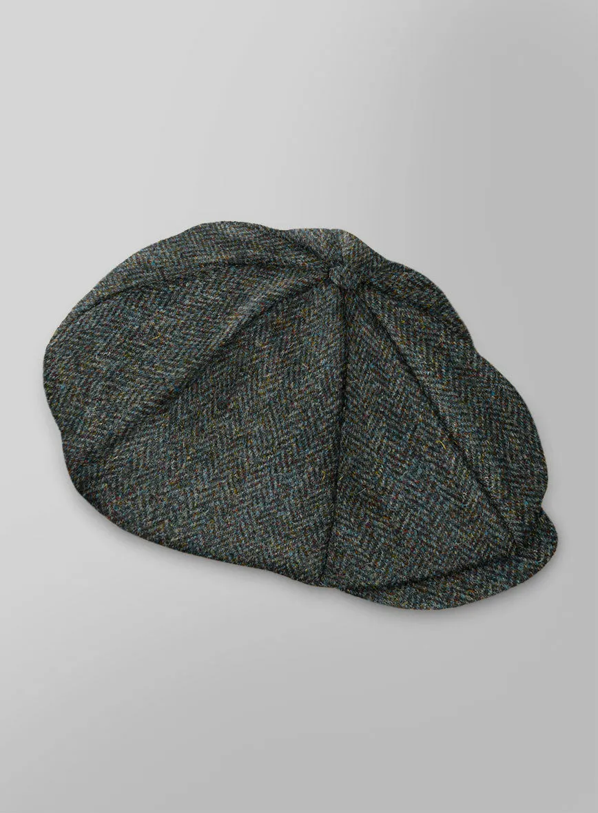 Harris Tweed Ridge Blue Herringbone Newsboy Cap