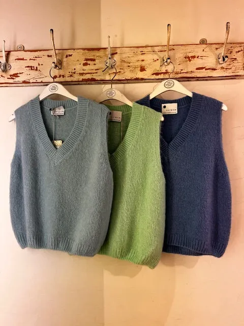 Italian collection - v neck mix mohair tank - cornflower blue