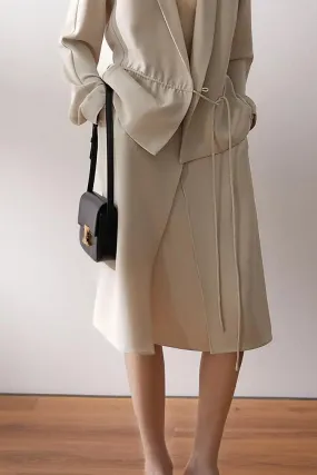 Japanese Triacetate Double-Layered A-Line Midi Skirt with Slit