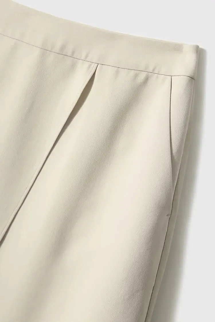 Japanese Triacetate Double-Layered A-Line Midi Skirt with Slit