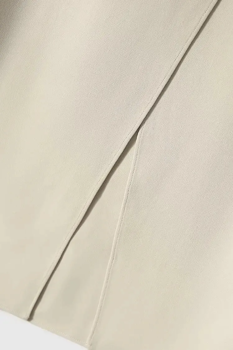 Japanese Triacetate Double-Layered A-Line Midi Skirt with Slit