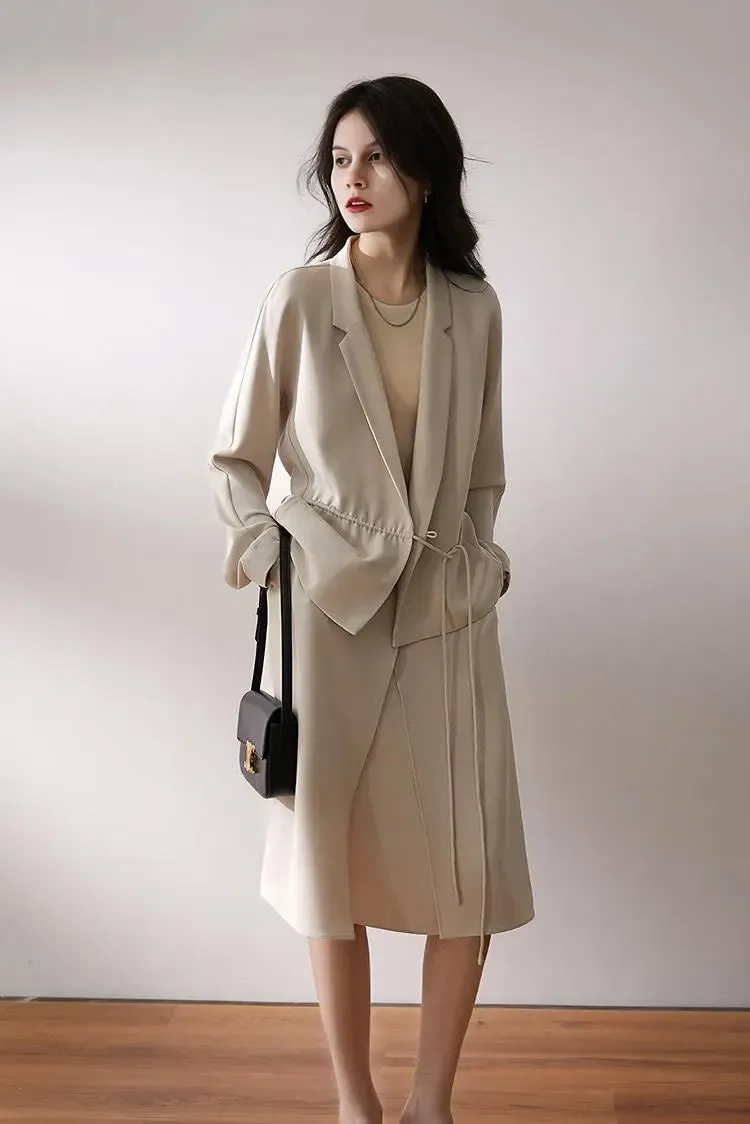 Japanese Triacetate Double-Layered A-Line Midi Skirt with Slit