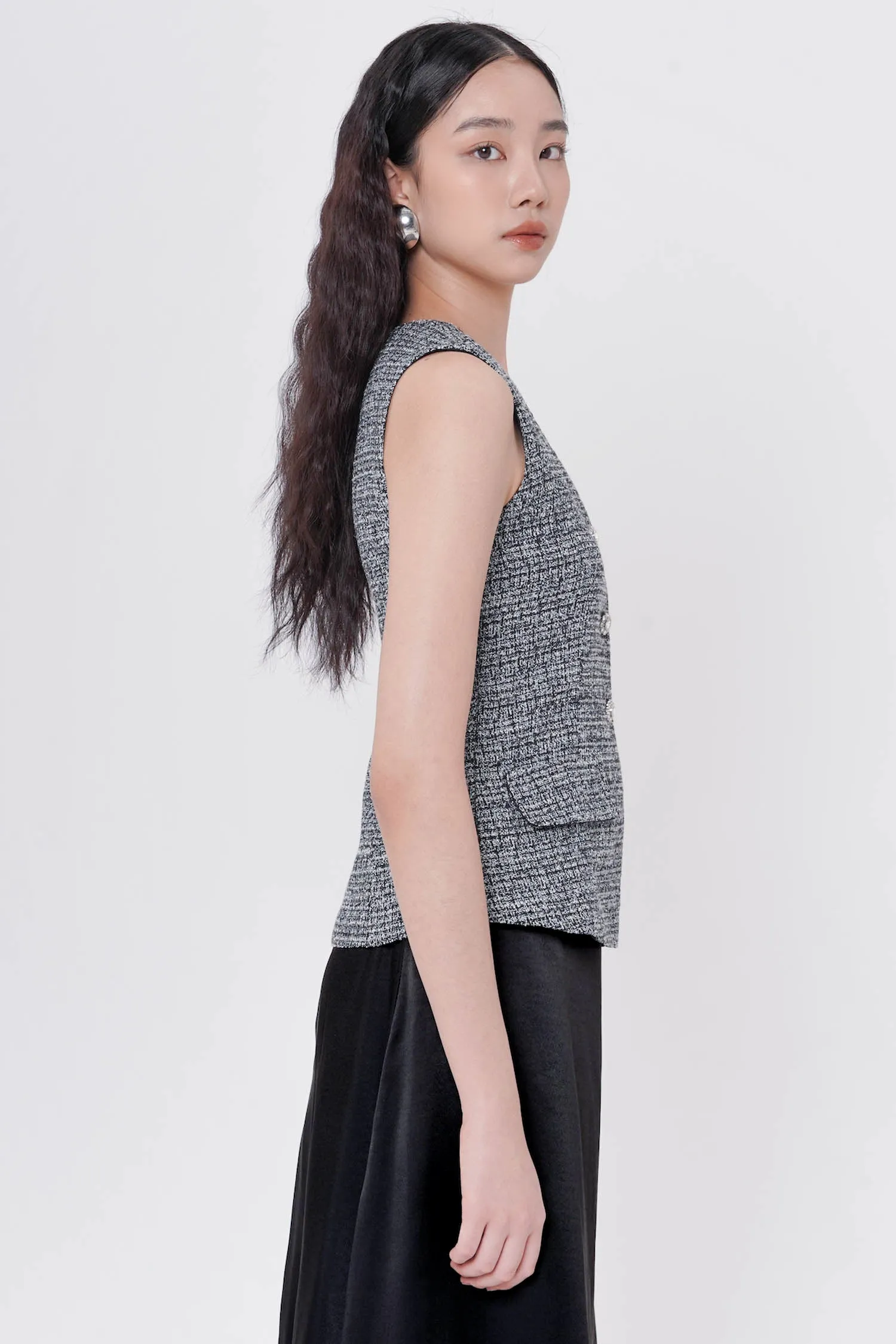 Kringle Tweed Vest In Black